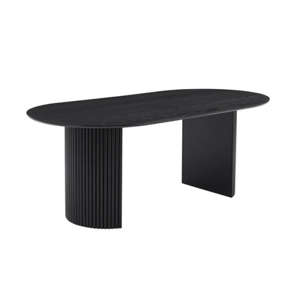 Dining table without chairs - Beech wood & MDF wood - Black - 200x90x77 cm
