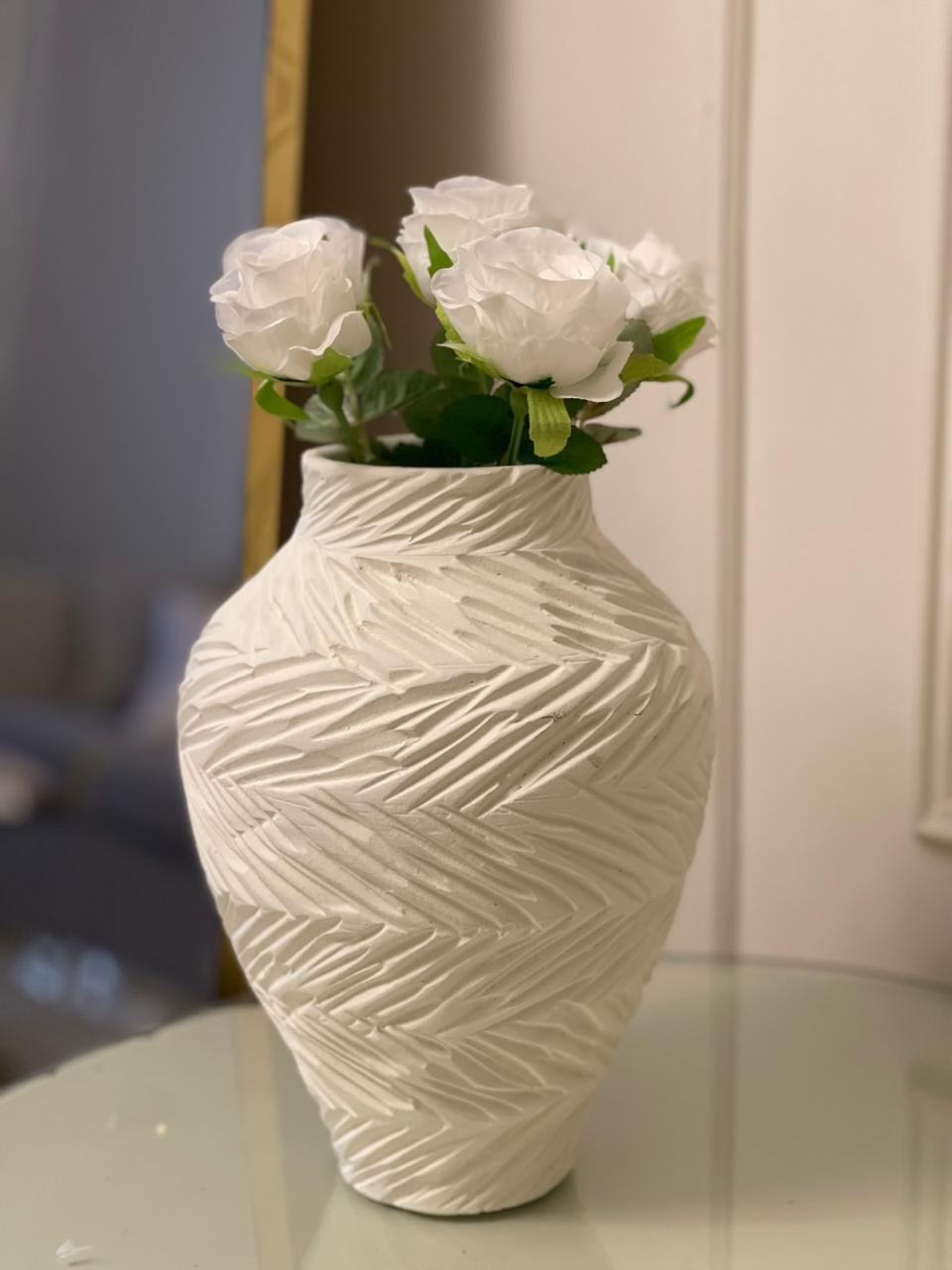 Pottery Vase- pride - Off White - 12x28 cm