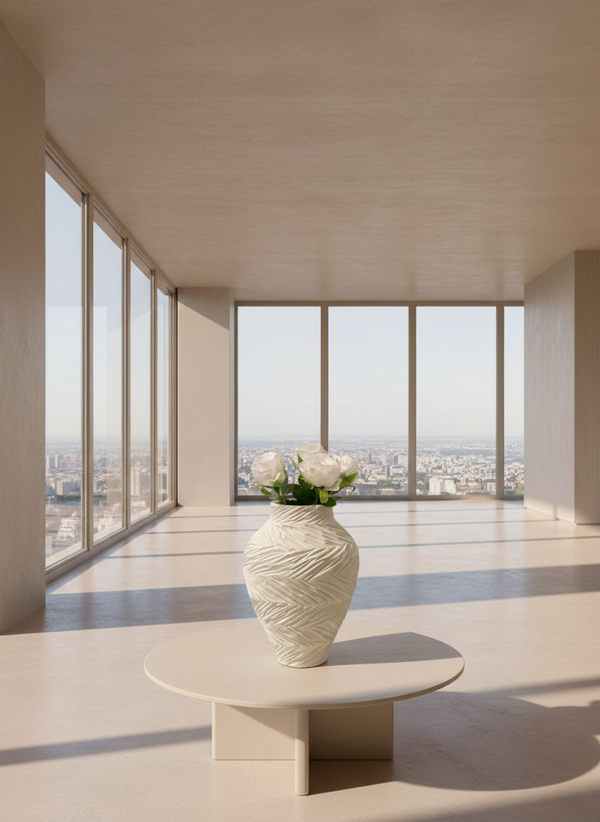 مزهرية - فخار  -ؤف وايت - 12×28 سم