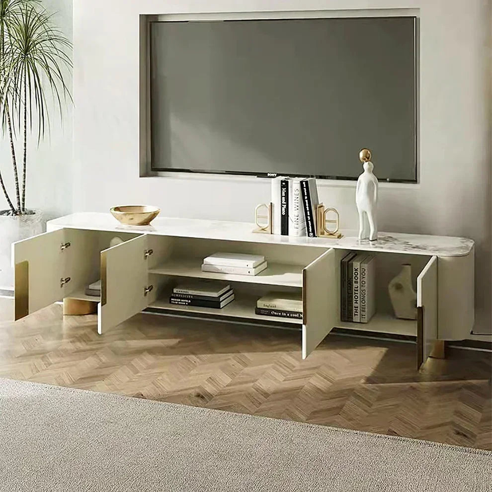 TV Unit - MDF Wood - White - 160x30x40 cm - Cataloug
