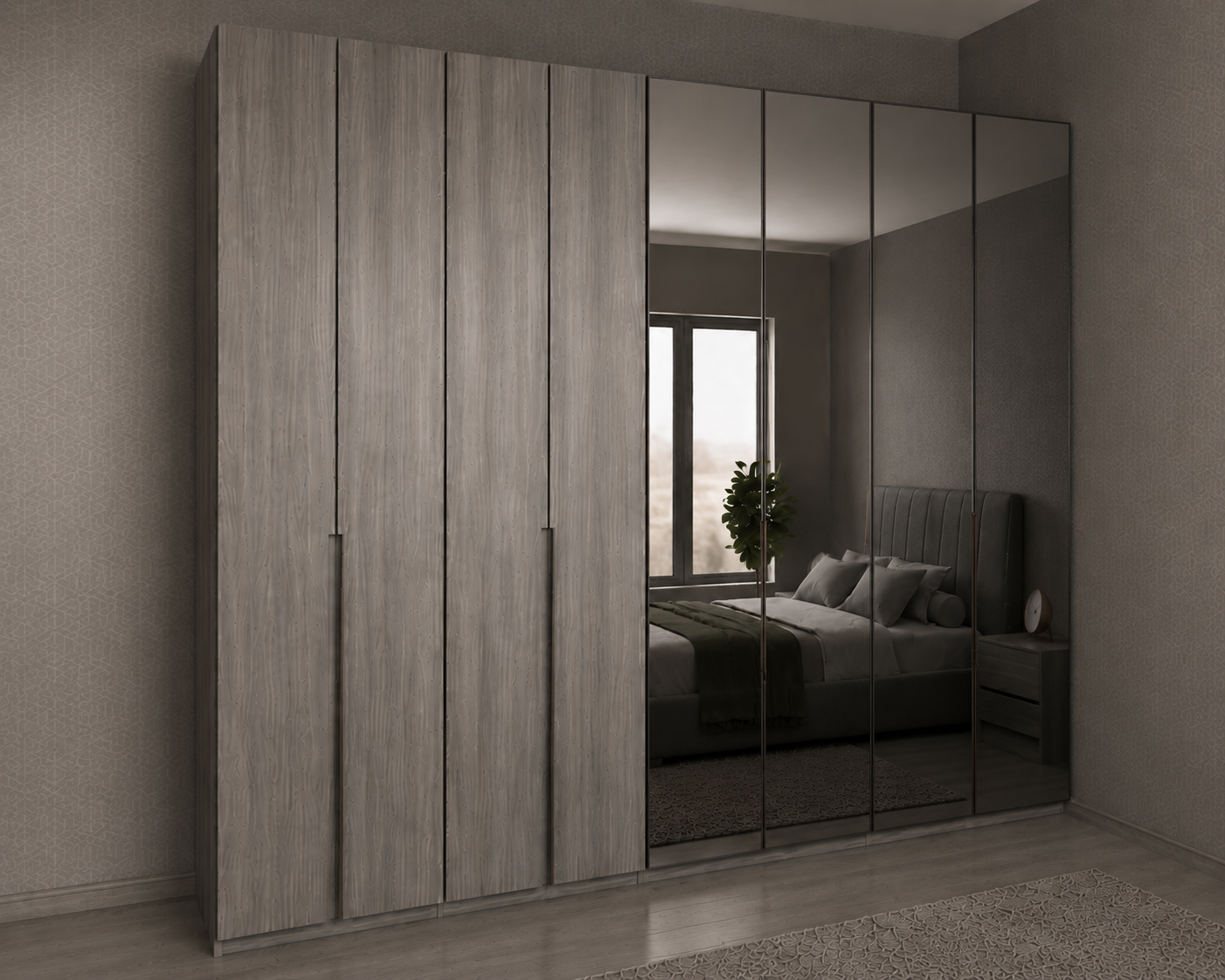 Full Bedroom  - MDF Wood - Gray