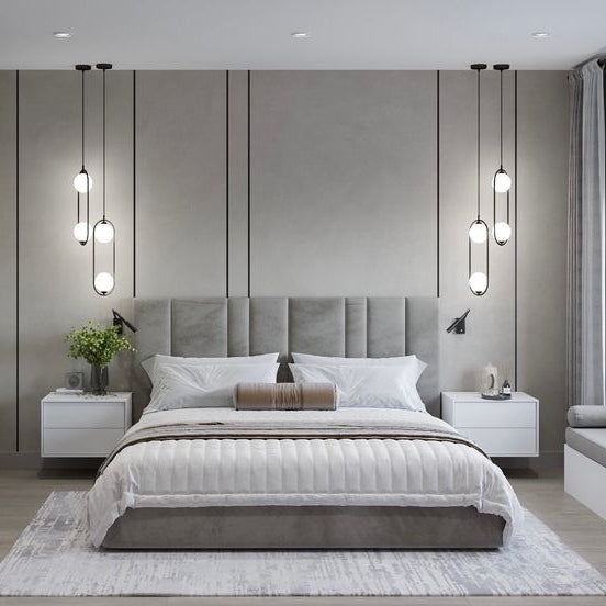 سرير - خشب ام دي اف - رمادي - متعدد المقاسات