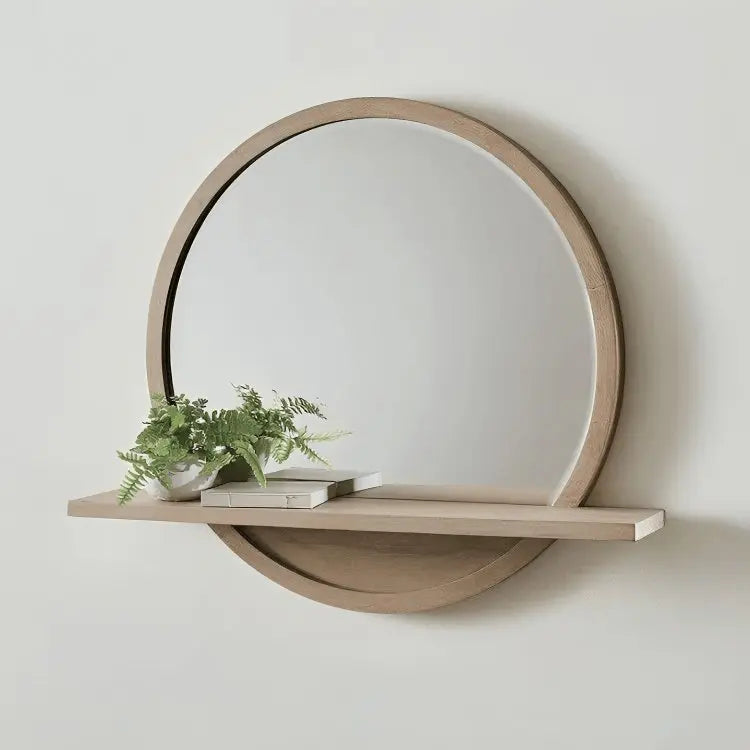 Mirror with shelf- NW-Wooden color - 60x12x60 cm