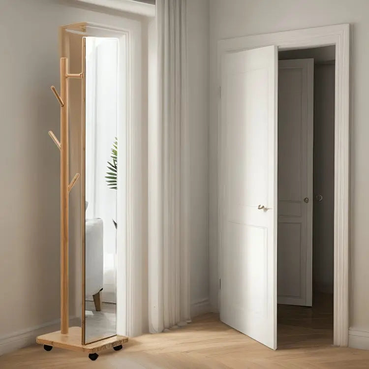 مرآة مع علاقة - NW - لون خشبي - 32x47x170 سم