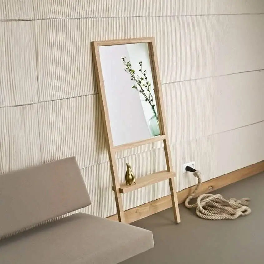 Mirror with shelf -NW- Wooden color - 60x5x170 cm