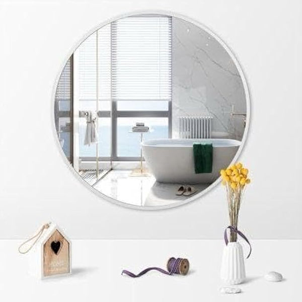 Mirror - Metal - White - 70 x 70 cm