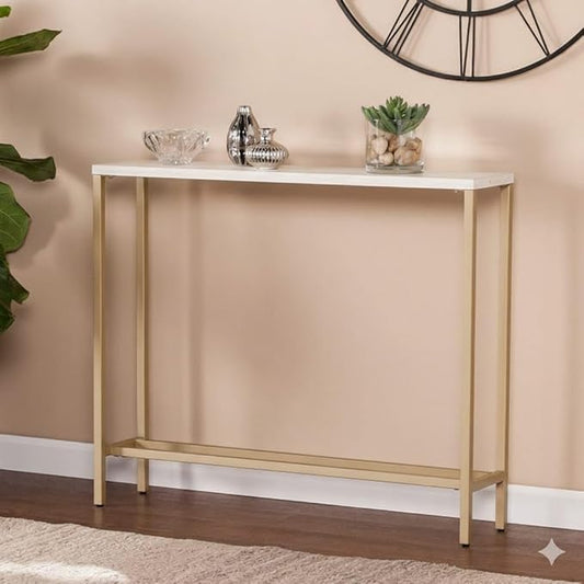 Console - Metal & MDF - Gold & White - 90 x 85 x 25 cm