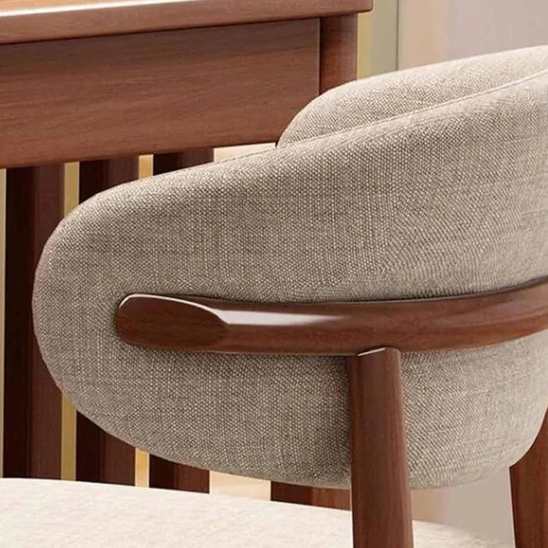 Dining Chair- Beech Wood - Linen- Beige- 45x48x78 cm