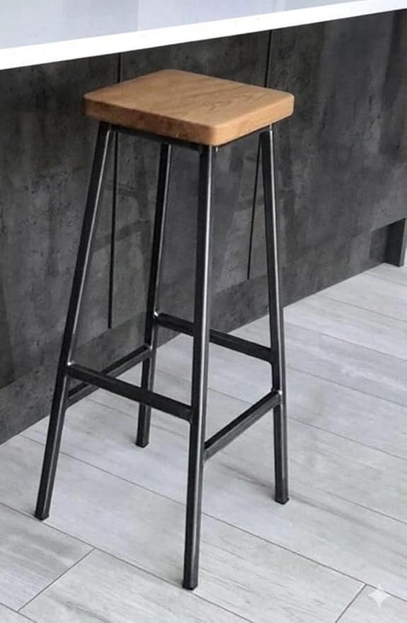 Bar Stool - Metal & Wood - Black & Brown - 40 x 40 x 75 cm