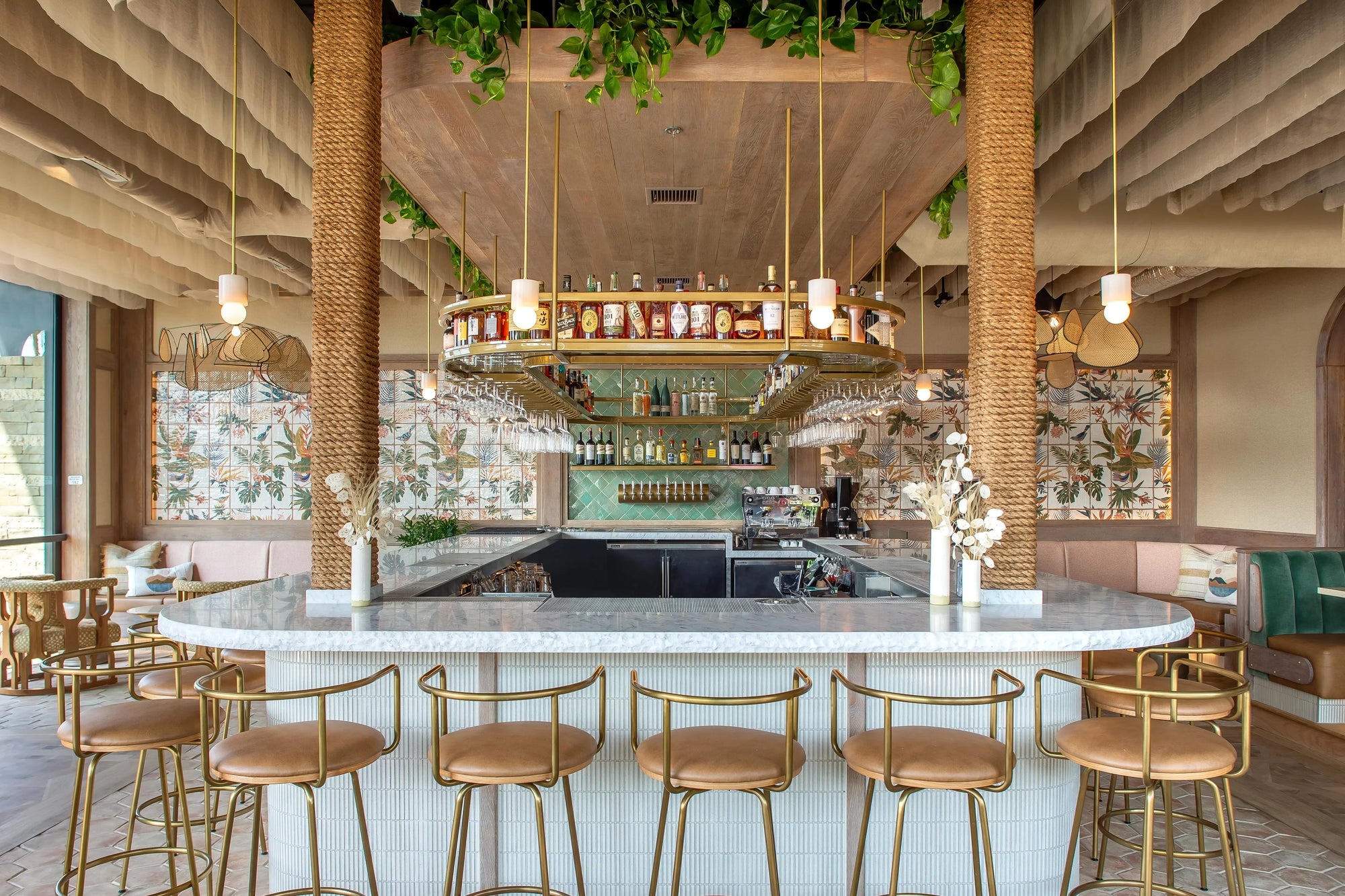 Bar Stool - Steel - Leather - Gold - 45x45x90 cm