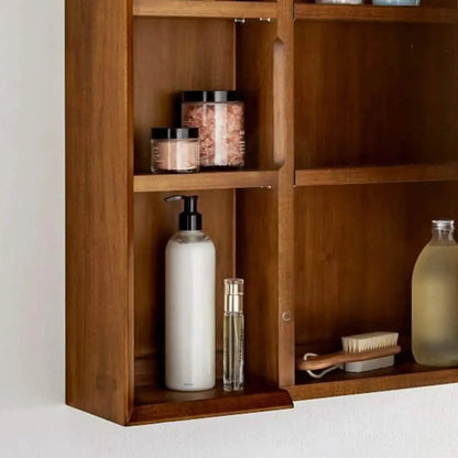 مرآة مع وحدة تخزين - NW - بني - 65x15x65 سم