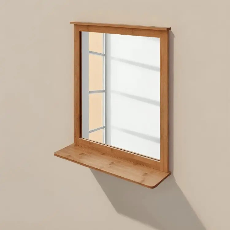 Mirror wall with shelf- NW-Brown- 65x15x80 cm