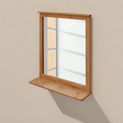 Mirror wall with shelf- NW-Brown- 65x15x80 cm