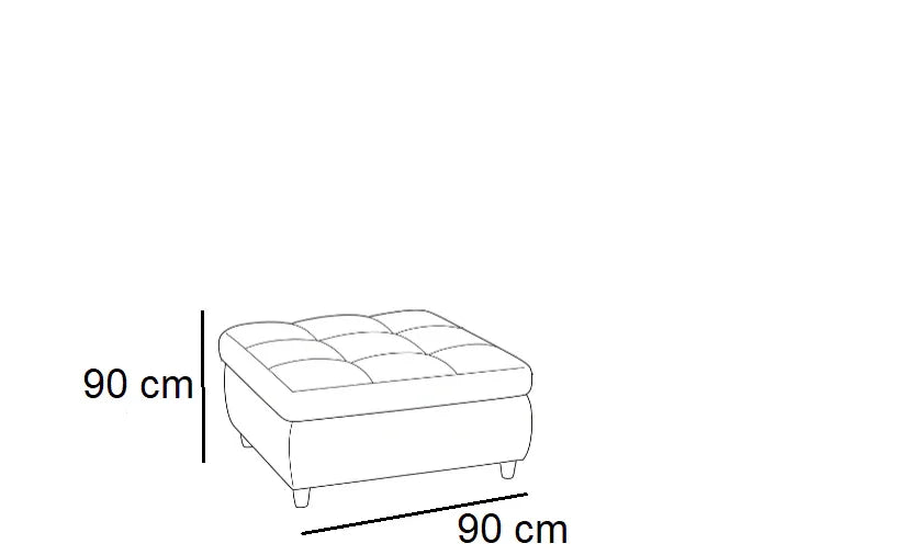 Sofa L Shape & Pouf - Beech Wood - Linen Fabric - Grey - 250x180x90 cm 90x90 cm - Cataloug