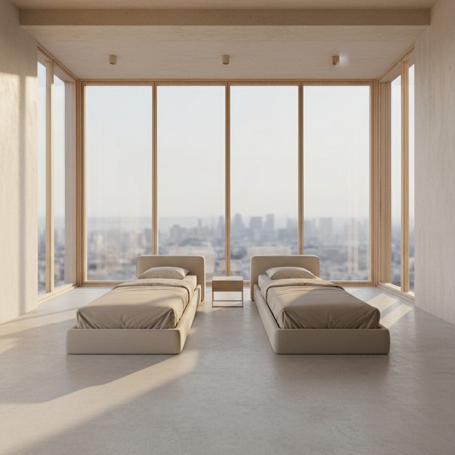 سرير - خشب ام دي اف - بيج - متعدد المقاسات