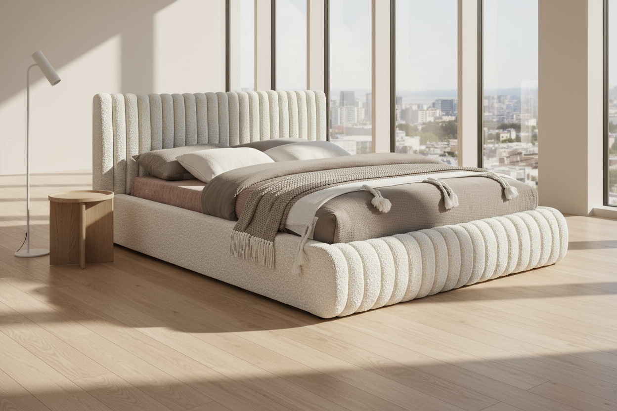 سرير - خشب ام دي اف - أبيض - متعدد المقاسات