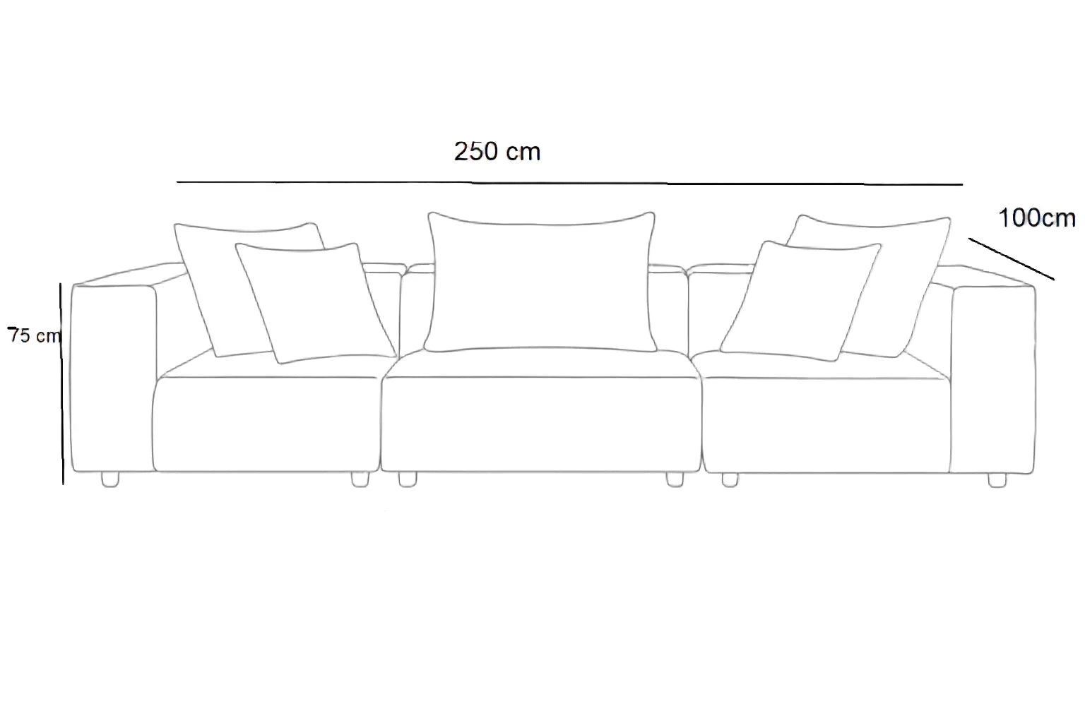 Sofa - Beech Wood - Linen Fabric - Grey - 250×100×75 cm - Cataloug
