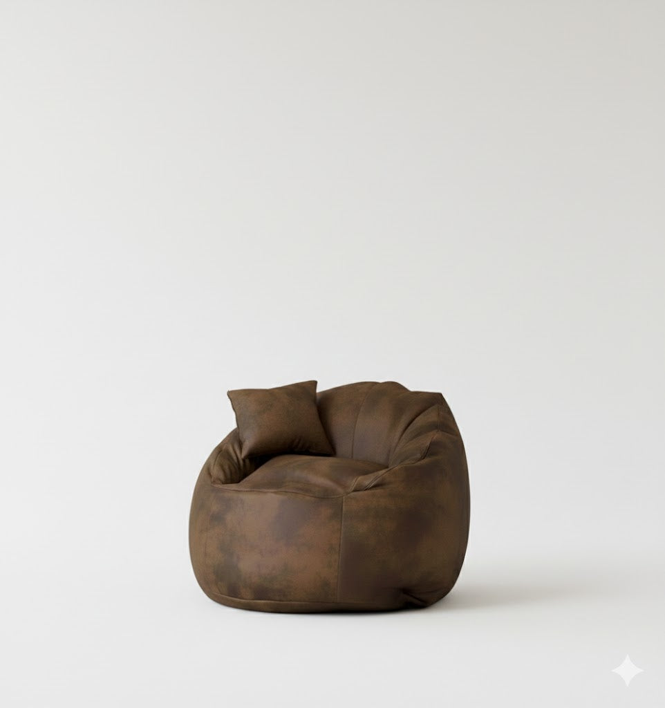 Marc Leather Bean Bag - Leather - Multi Color - 100x85x55 cm