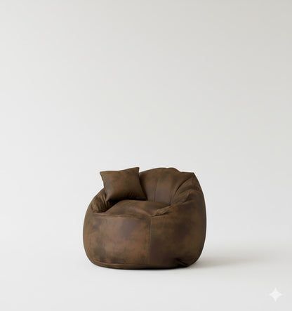 Marc Leather Bean Bag - Leather - Multi Color - 100x85x55 cm