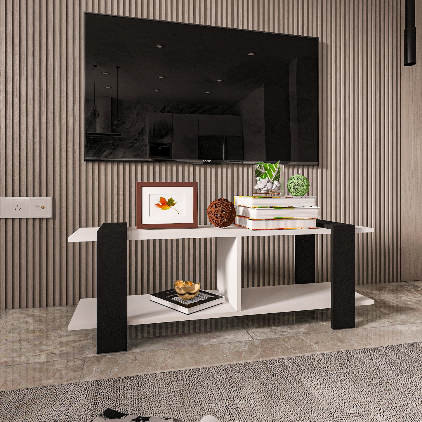 وحدة تلفزيون - خشب MDF - متعدد الألوان - 120×30×43