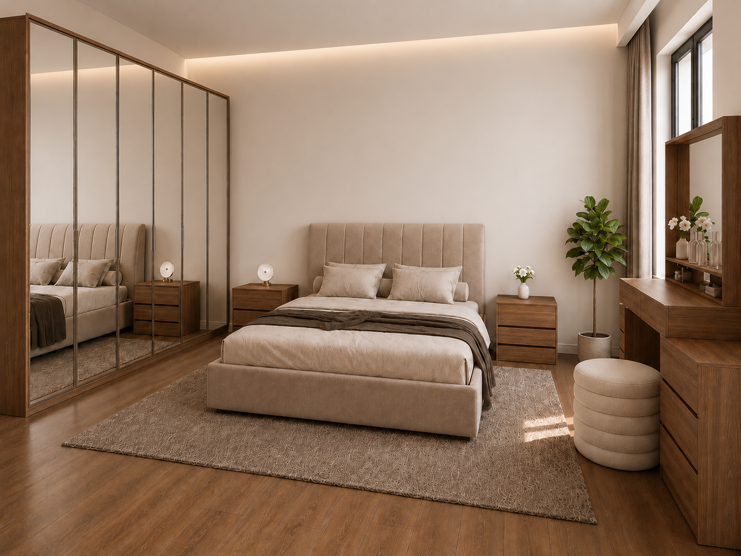 Full Bedroom  - MDF Wood - Brown