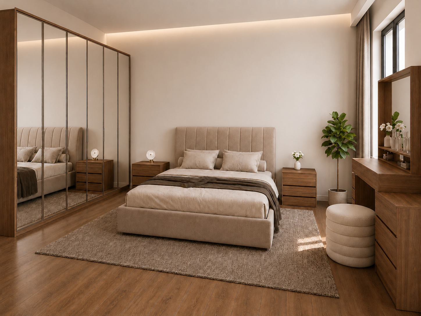 Full Bedroom  - MDF Wood - Brown