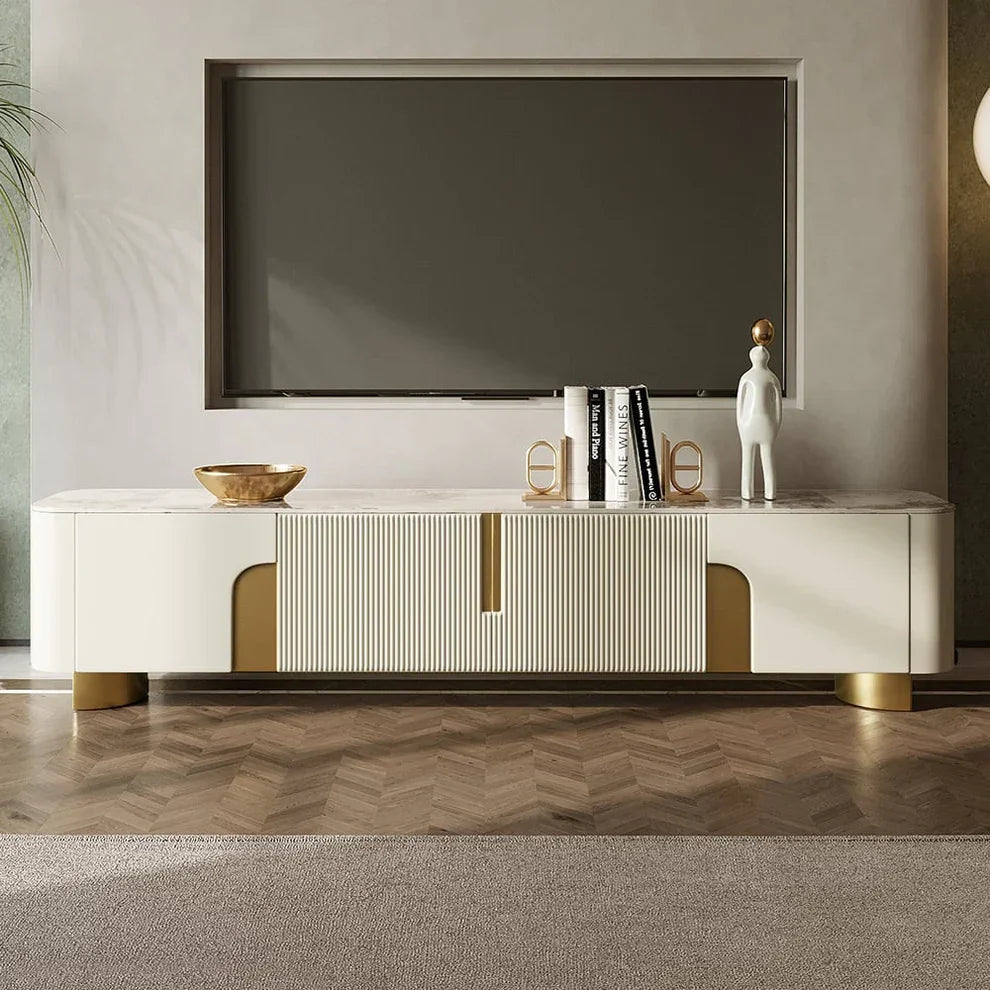 TV Unit - MDF Wood - White - 160x30x40 cm - Cataloug