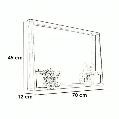 مرآة حمام - MW - لون خشبي - 70x12x45 سم