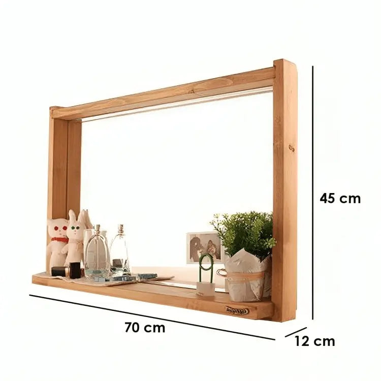 Mirror with shelf -NW-Wooden color - 70x12x45 cm  Tar143