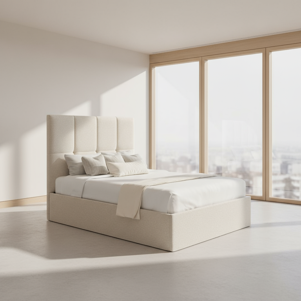 سرير - خشب ام دي اف - بيج - متعدد المقاسات