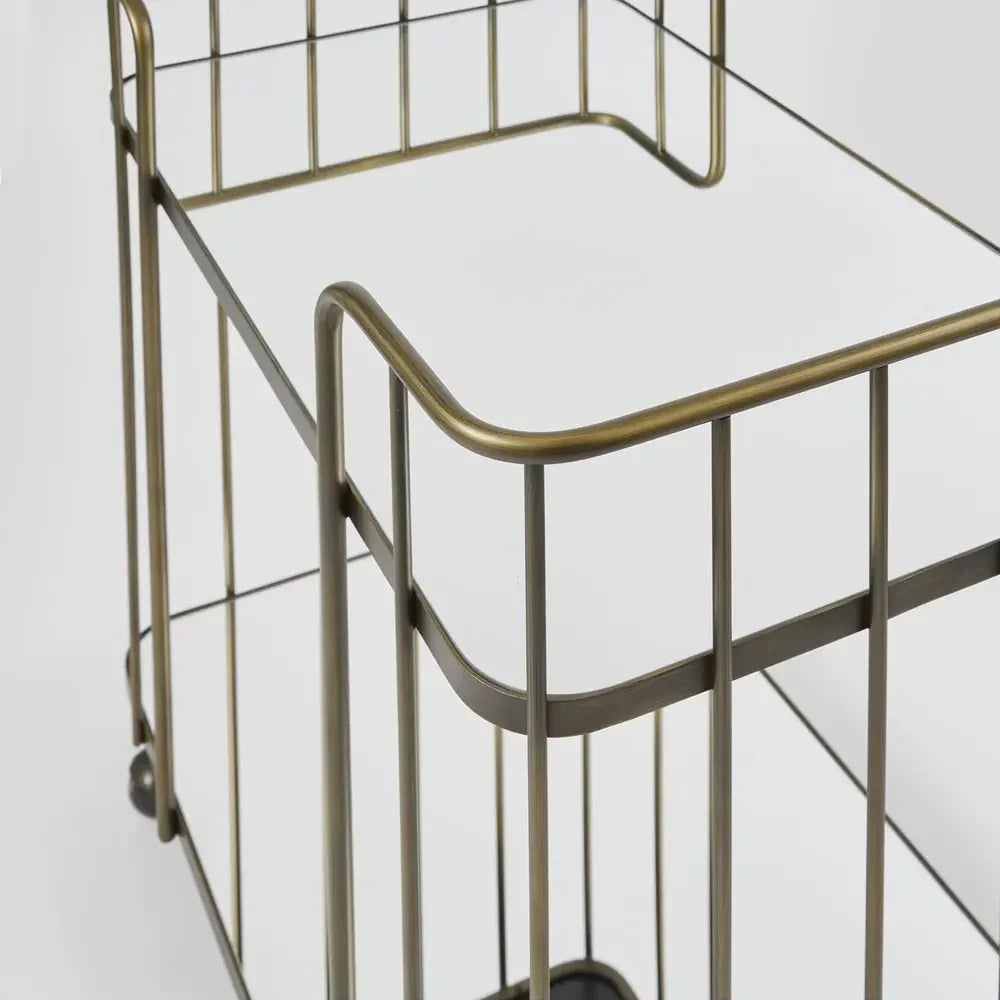 Serving Table - Steel - Glass - Gold - 80x40x80 cm