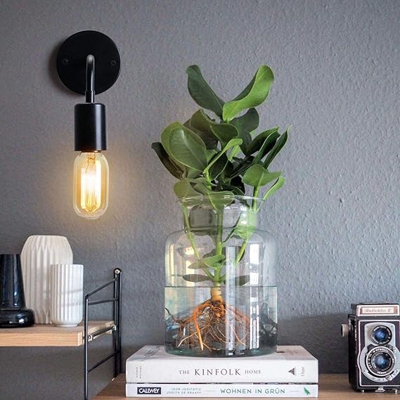 لمبه حائط - معدن - أسود - 17x15x17 سم