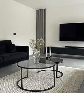 Coffe Table - Set Of 2 - Metal - Black - 70 x 70 x 45 cm