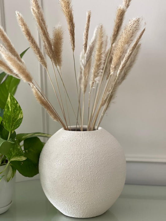 Pottery Vase-Pirde - Off White- 10x22 cm