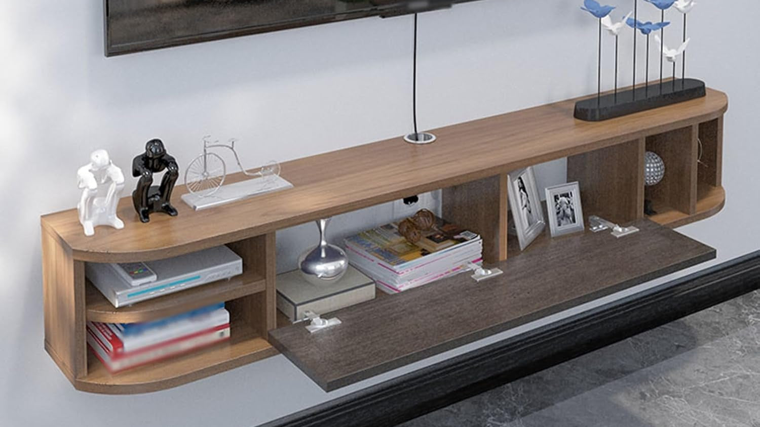 وحدة تلفزيون - MDF - بني وأسود - 180x25x25 سم