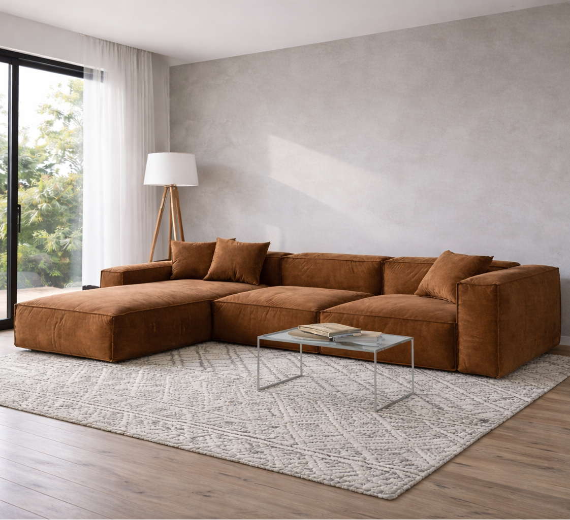 Sofa - L Shape  - Natural Wood - Multi Color - 290x170x90 cm