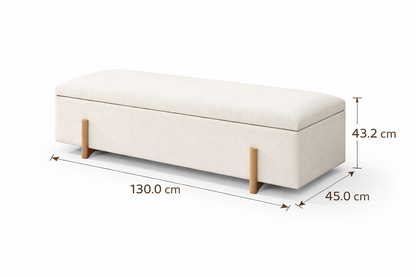 Banquette ( Storage ) - MDF Wood - Off White - Linen -130x45x43 cm