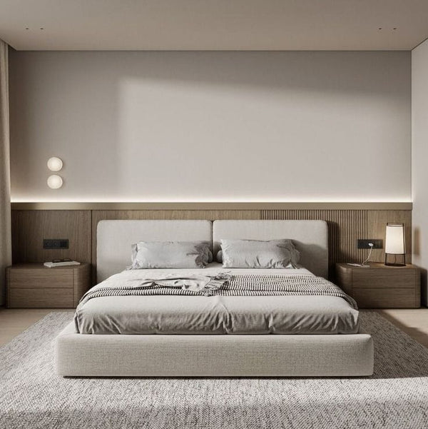 سرير - خشب ام دي اف - رمادي - متعدد المقاسات