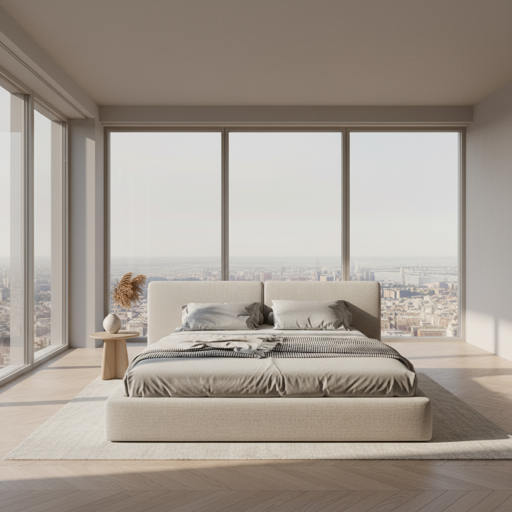 سرير - خشب ام دي اف - رمادي - متعدد المقاسات