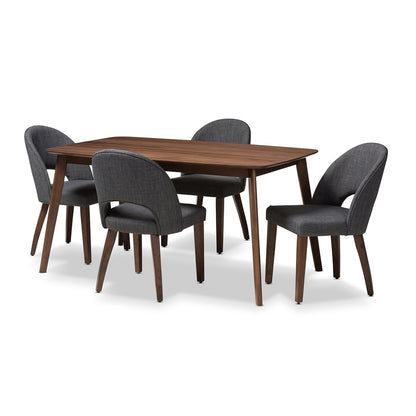 Dining Table set - MDF wood ( PVC ) -4 chairs - Round - 140x90x75 CM