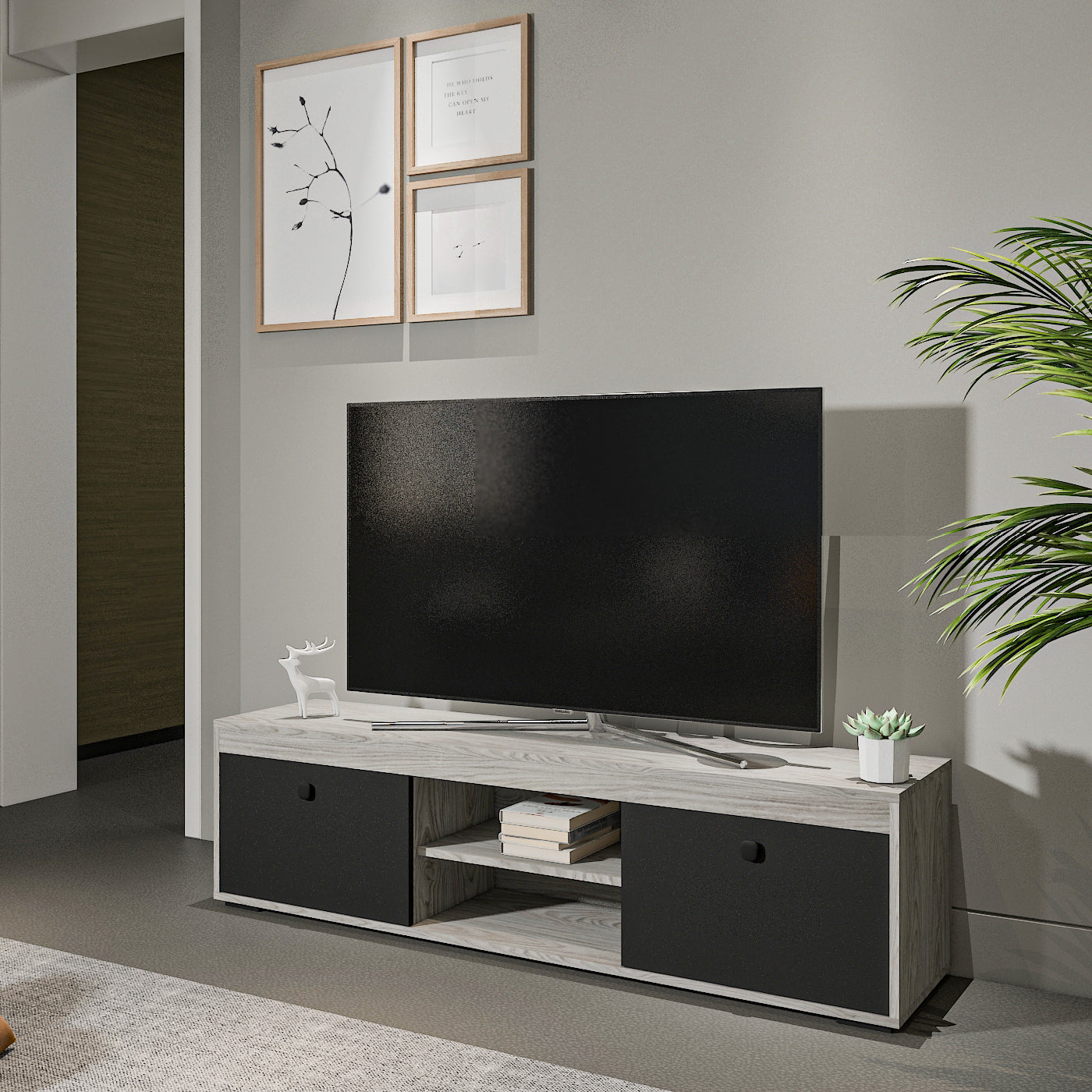 وحدة تلفزيون - خشب ام دي اف - متعدد الألوان - 160×35×44