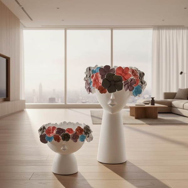 Two ceramic vases with floral designs on a white background