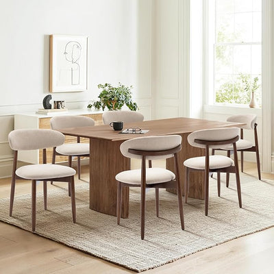 Dining Table - 6 chairs - Brown - Beech Wood & MDF - 180x90x75 cm