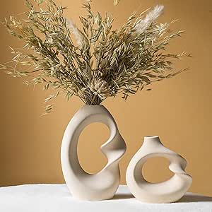 Set Of Decoration - Pottery - 2 Pieces - Off White