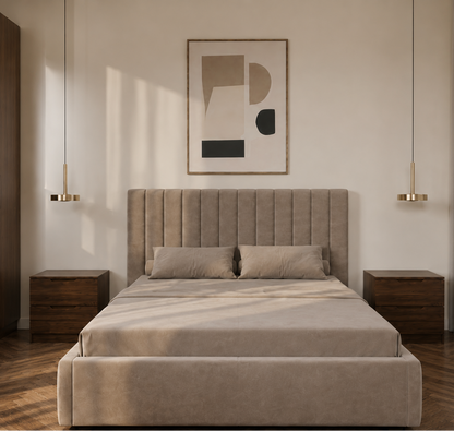 Full Bedroom  - MDF Wood - Brown - Reflective Glass