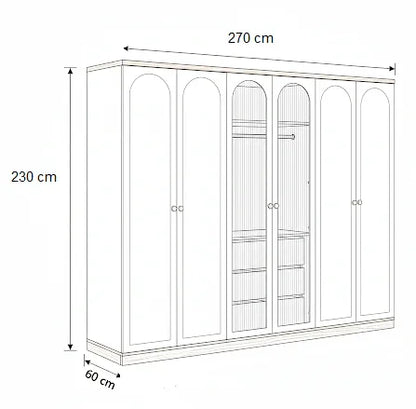 Wardrobe - MDF Wood - White - 270x60x230 cm
