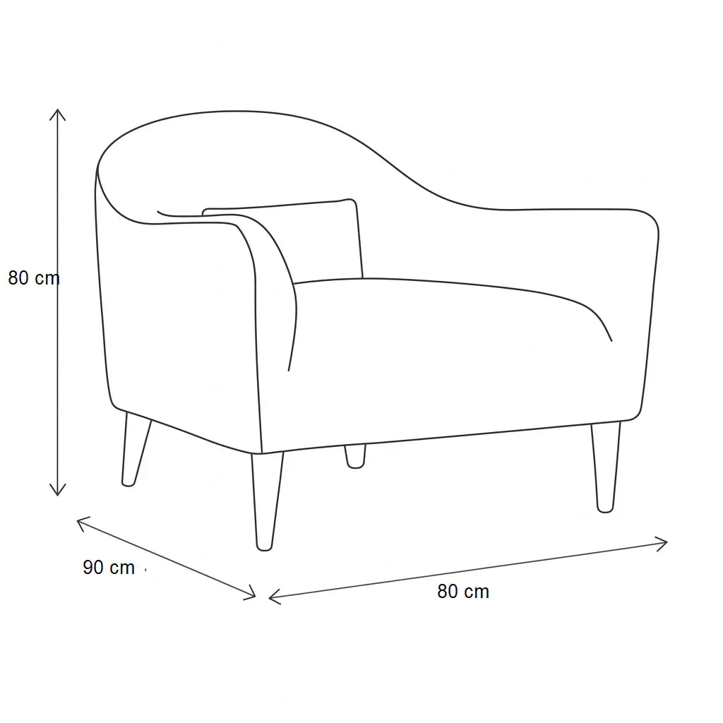 Arm Chair - Beech Wood - Linen Fabric - Grey - 80x80x90 cm - Cataloug