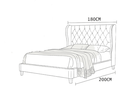 Bed Beech Wood Velvet Beige 180×200