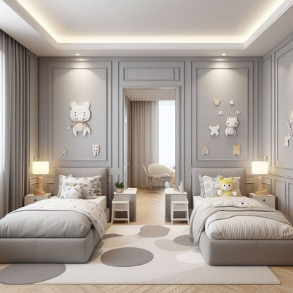 سرير - خشب ام دي اف- رمادي - متعدد المقاسات