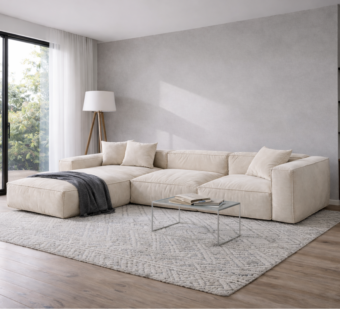 Sofa - L Shape  - Natural Wood - Multi Color - 290x170x90 cm